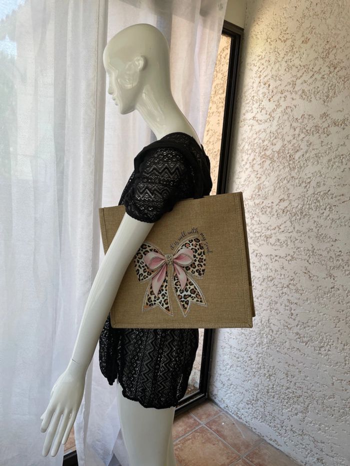 Sac de plage en toile de jute - photo numéro 2