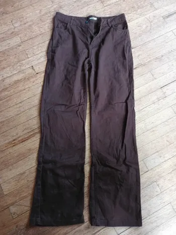 Pantalon fille brun jambes larges Gémo