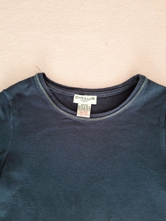 T-shirt manches longues 6 ans Cyrillus bleu marine stretch - photo numéro 2