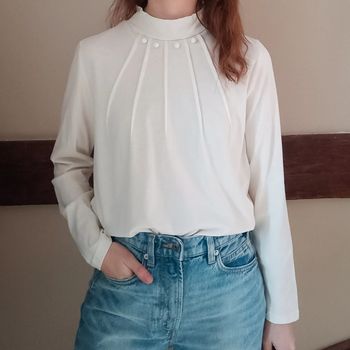 T-shirt blanc coton col montant