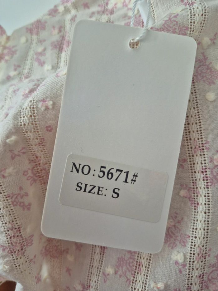 Blouse Manches Courtes Femme Crème et Rose Taille S/36 - photo numéro 3