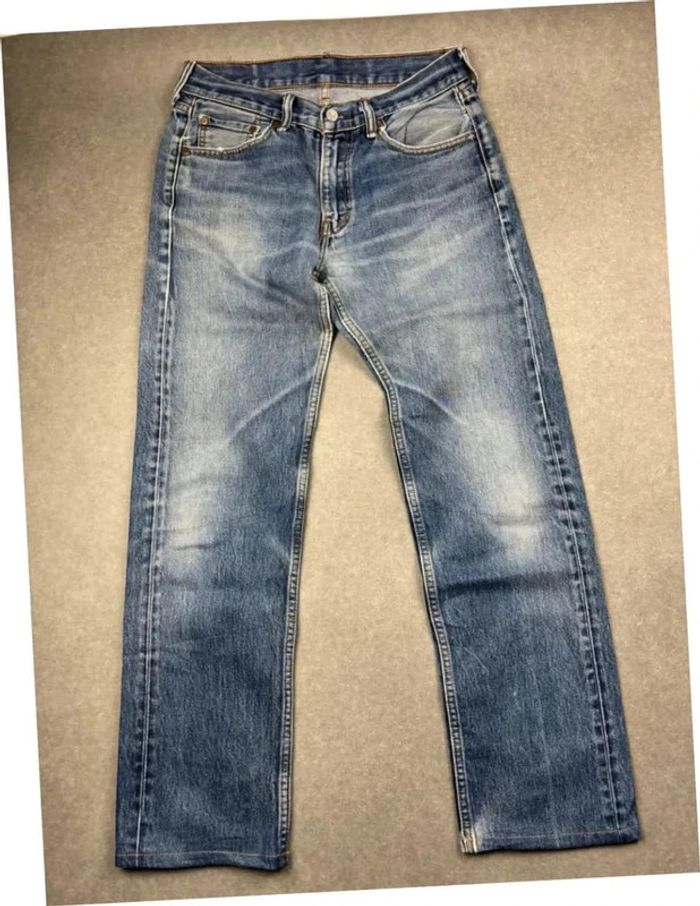 Jean pantalon coupe droite 505 levis bleu W30 L34 effet délavé - photo numéro 6