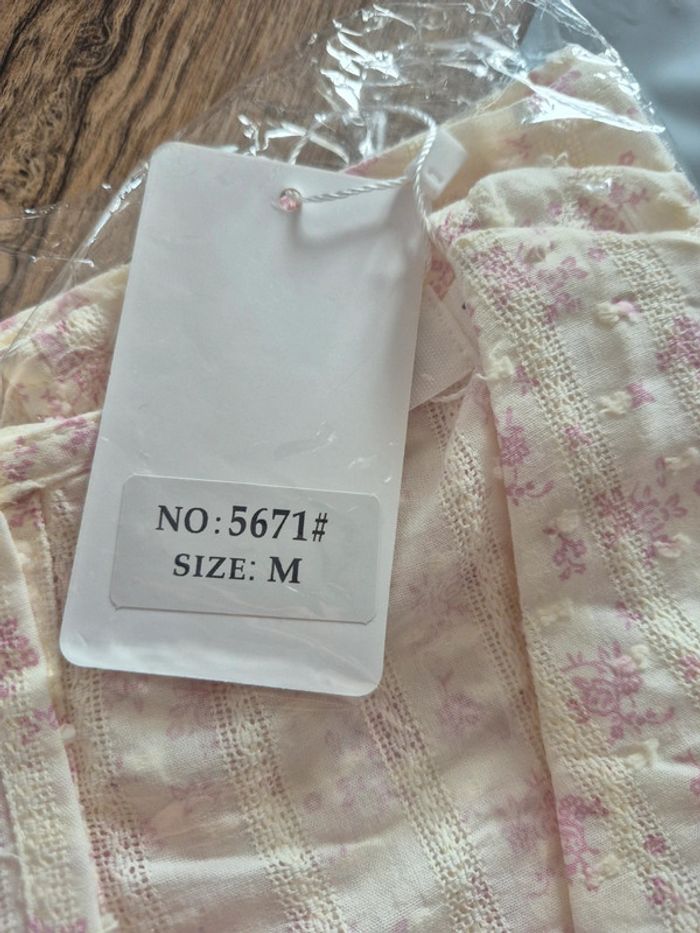 Blouse Femme Manches Courtes Rose et Crème Taille M/38 - photo numéro 3