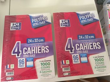 Lot 8 cahiers neufs 24x32cm 96 pages grands carreaux