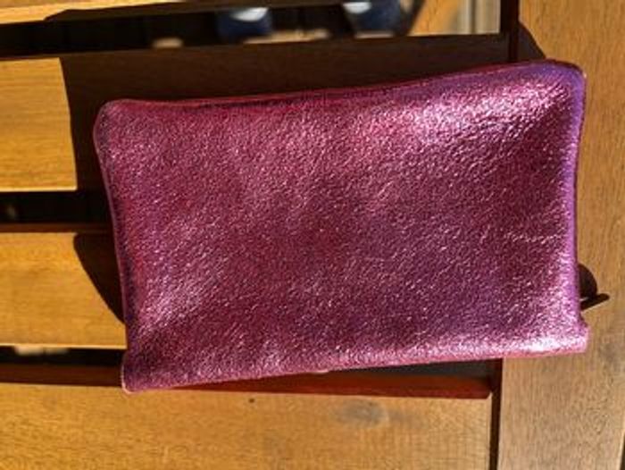 Portefeuille en cuir irisé rose vif - photo numéro 3