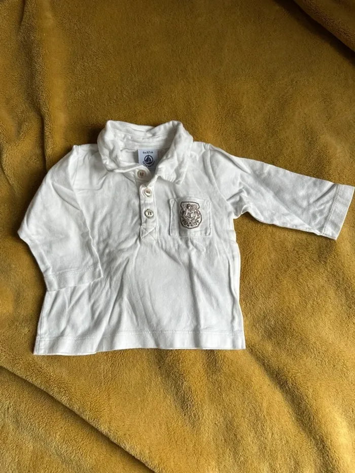 Haut manches longues petit bateau 6 mois col 3 boutons