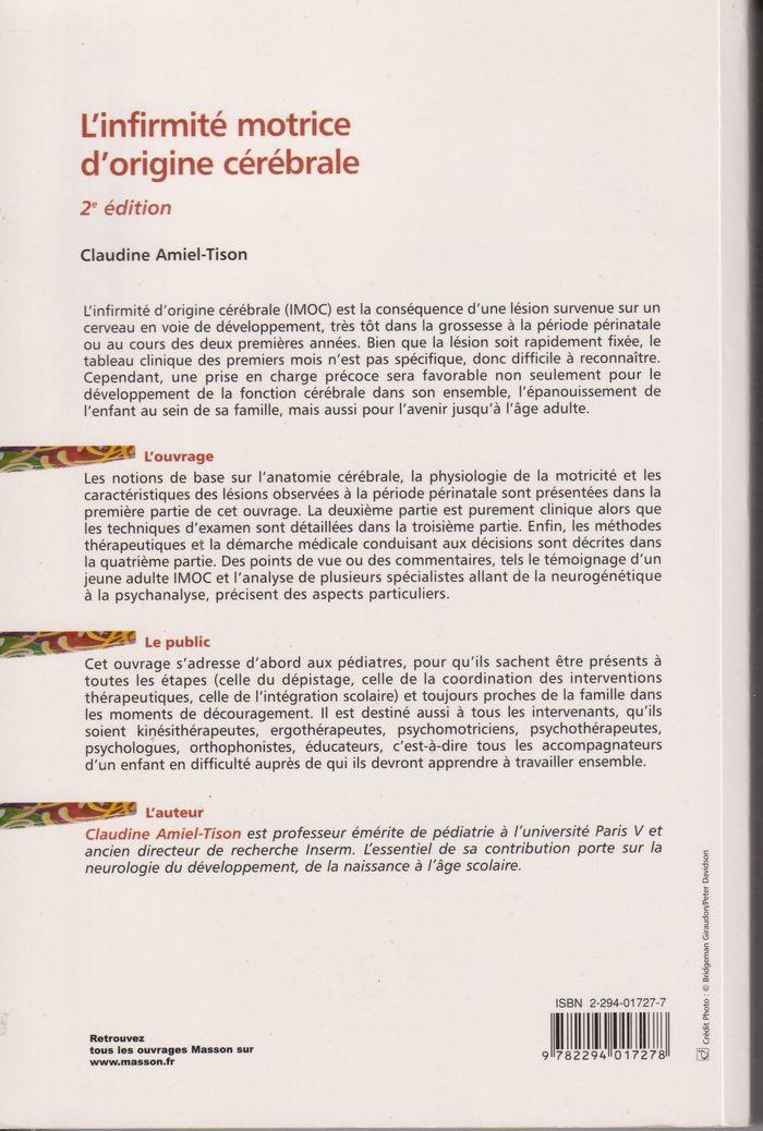 L'infirmité motrice d'origine cérébrale - Claudine Amiel-Tison - photo numéro 2