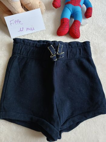 Short bleu marine tres bon état 12 mois fille 