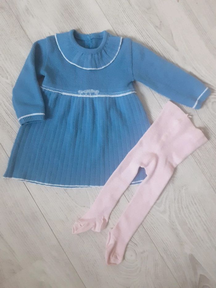 Ensemble robe bleue et collants roses 3 mois - photo numéro 2