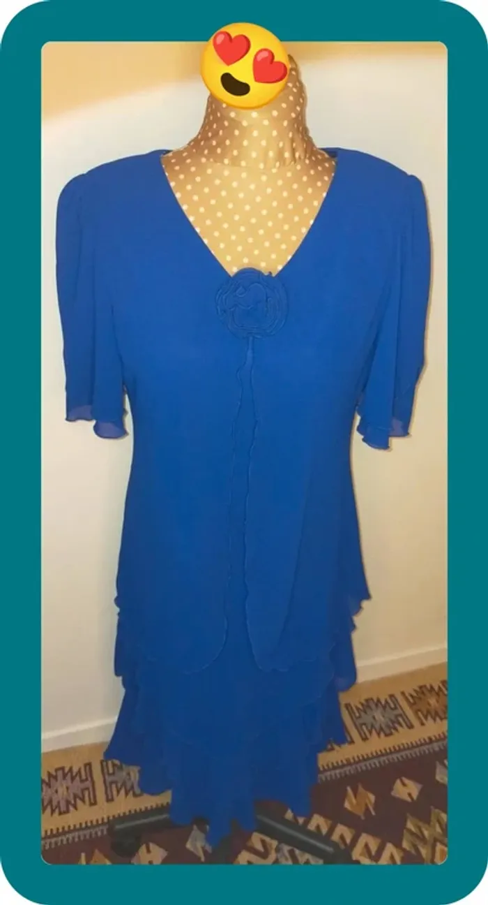 Robe de soirée vintage femme, Cattiva, bleu flamboyant, taille M - photo numéro 9