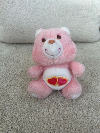Jouet - peluche vintage - Ourson bisounours rose clair coeurs - Care Bears