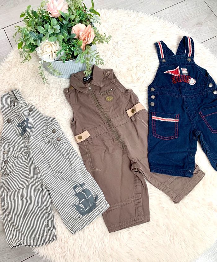 3 salopettes garcons 3mois