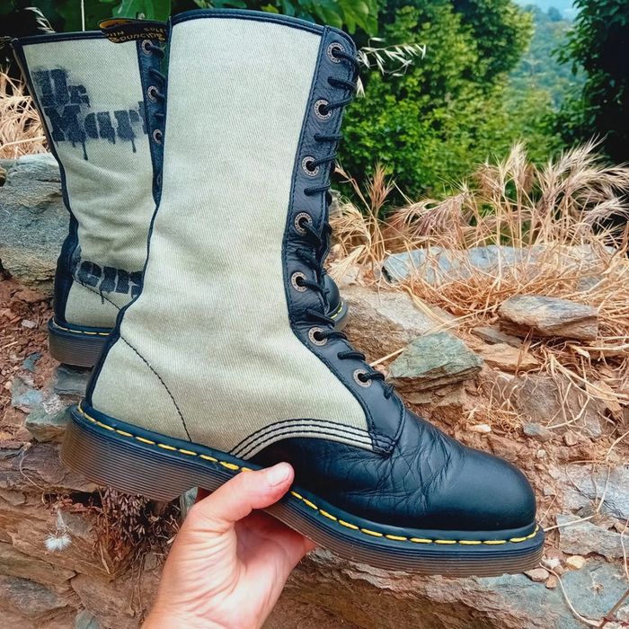 Dr. Martens cuir et toile beige modèle rare 42 - photo numéro 7