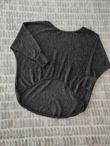 Sweat large manches 3/4 gris chiné taille 38