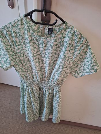 Robe fille  vert blanc
