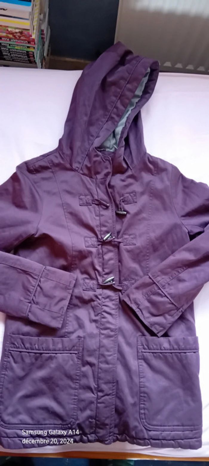 Manteau long style duffle coat prune neuf fille 12 ans okaïdi
