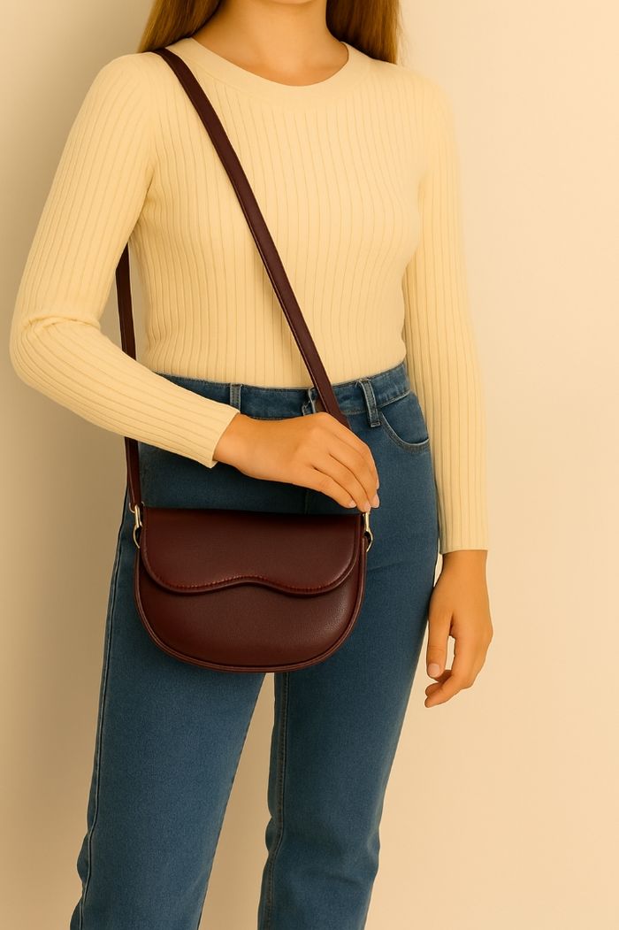 Sac a bandoulière smili cuir bordeaux - photo numéro 2