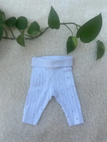 Legging blanc à fleur 0-1 mois