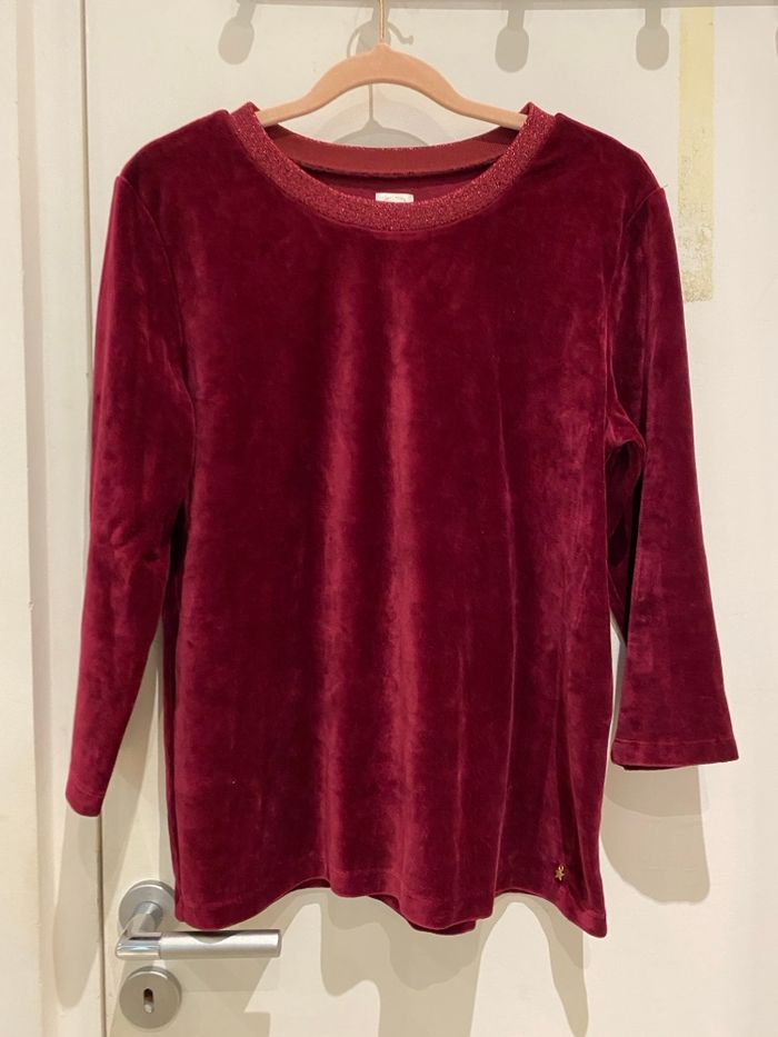 T-shirt velours, bordeaux - photo numéro 2