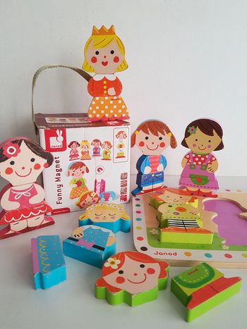 Funny magnets princesse et Puzzle dolls en bois Janod