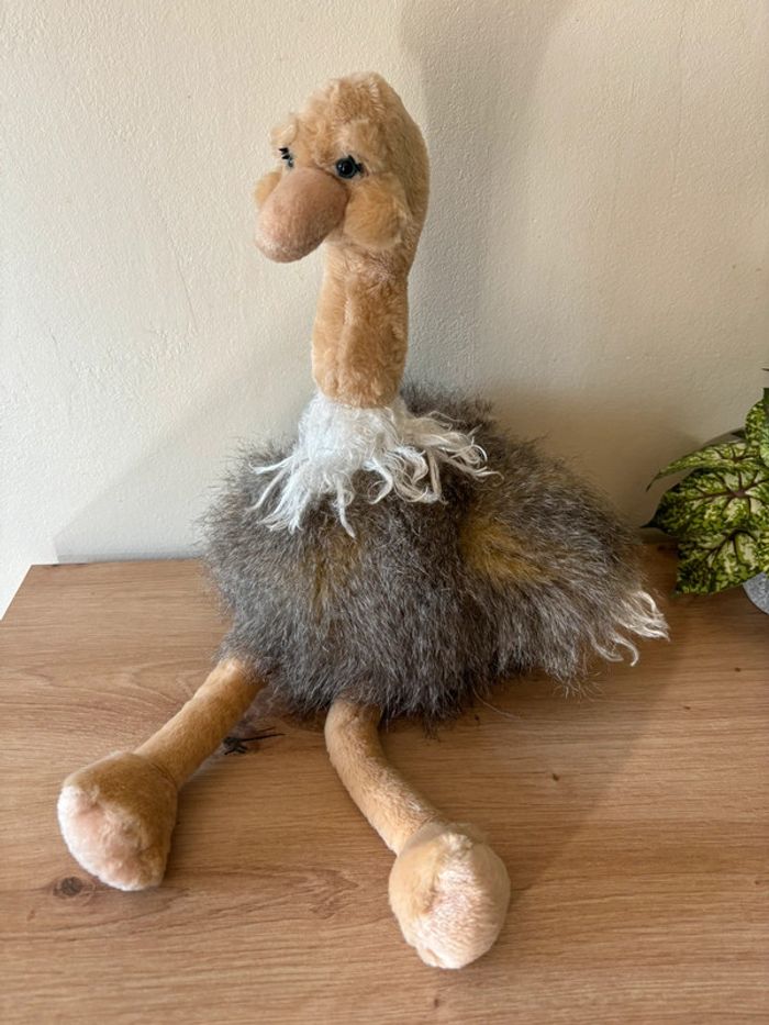 Superbe peluche autruche beige gris gund 42 cm