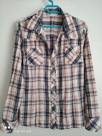 Chemise blanc bleu rouge Gémo