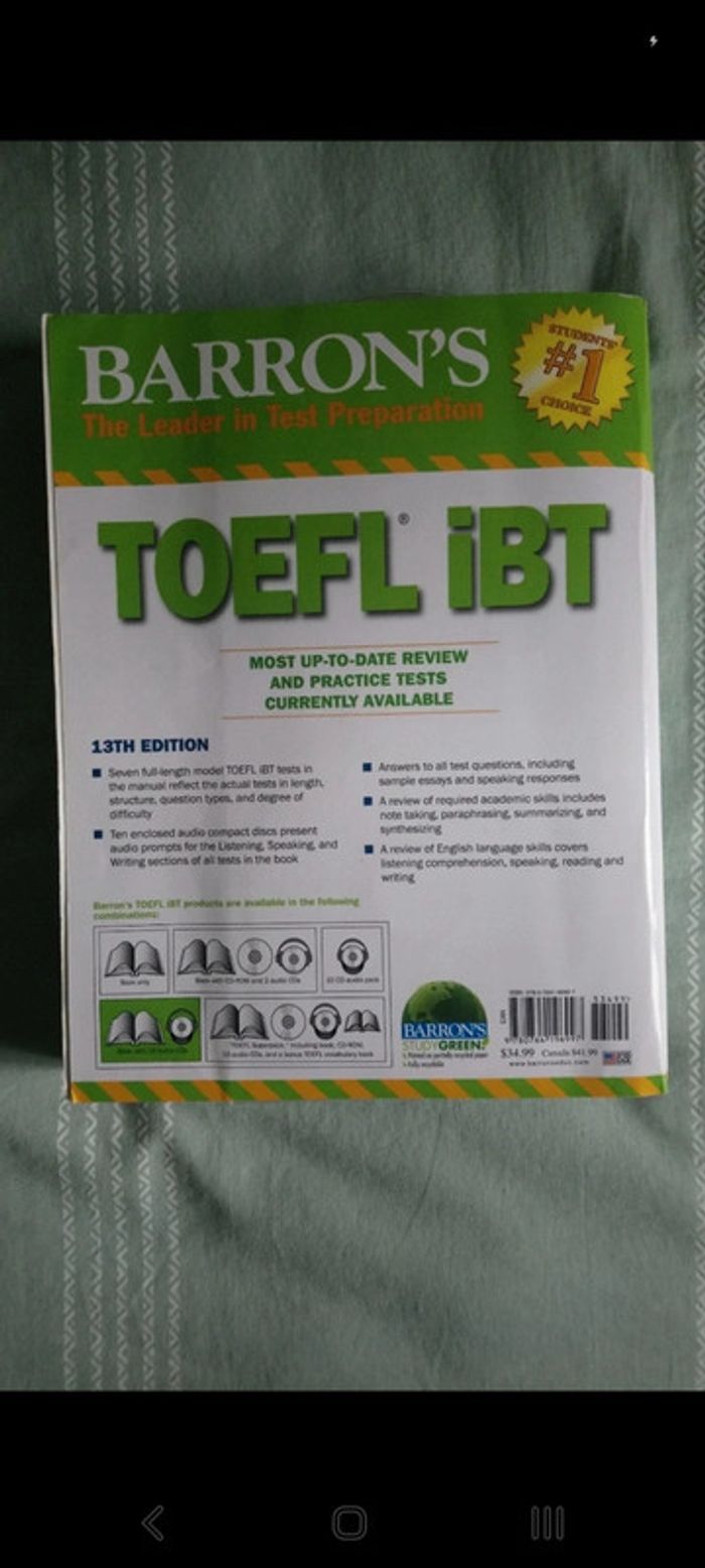 Livre préparation TOEFL iBT Barron's - photo numéro 2