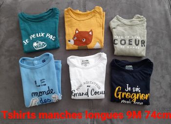 Lot 6 t-shirts manches longues 9M