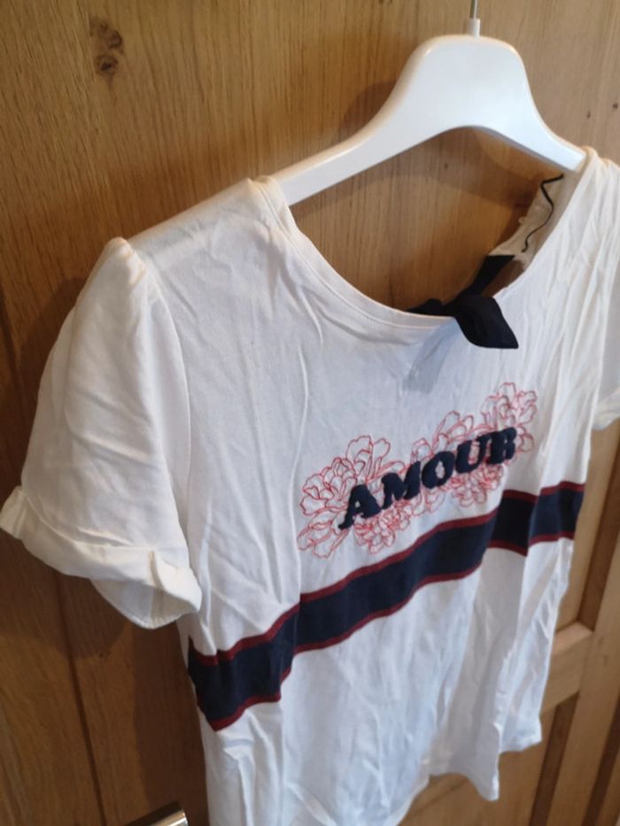 T-shirt Naf naf en blanc et bleu marine Xs - photo numéro 4