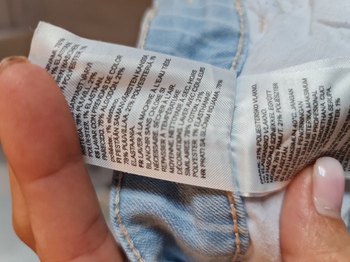 Short en jean bleu ciel rayé blanc Taille 36 - photo numéro 7