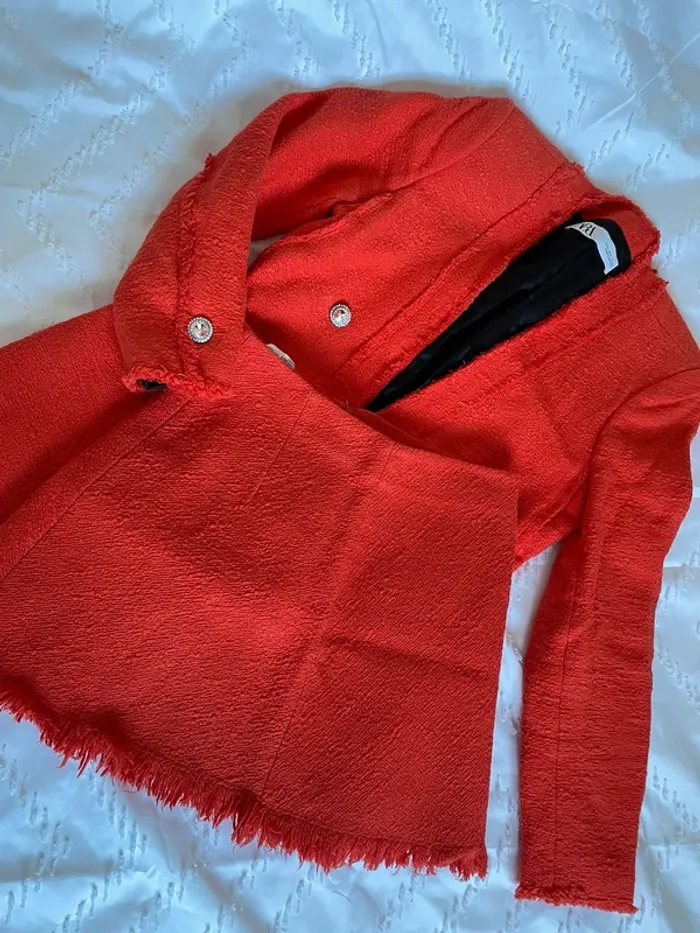 Ensemble tailleur Zara tweed veste blazer + jupe en taille S - photo numéro 2