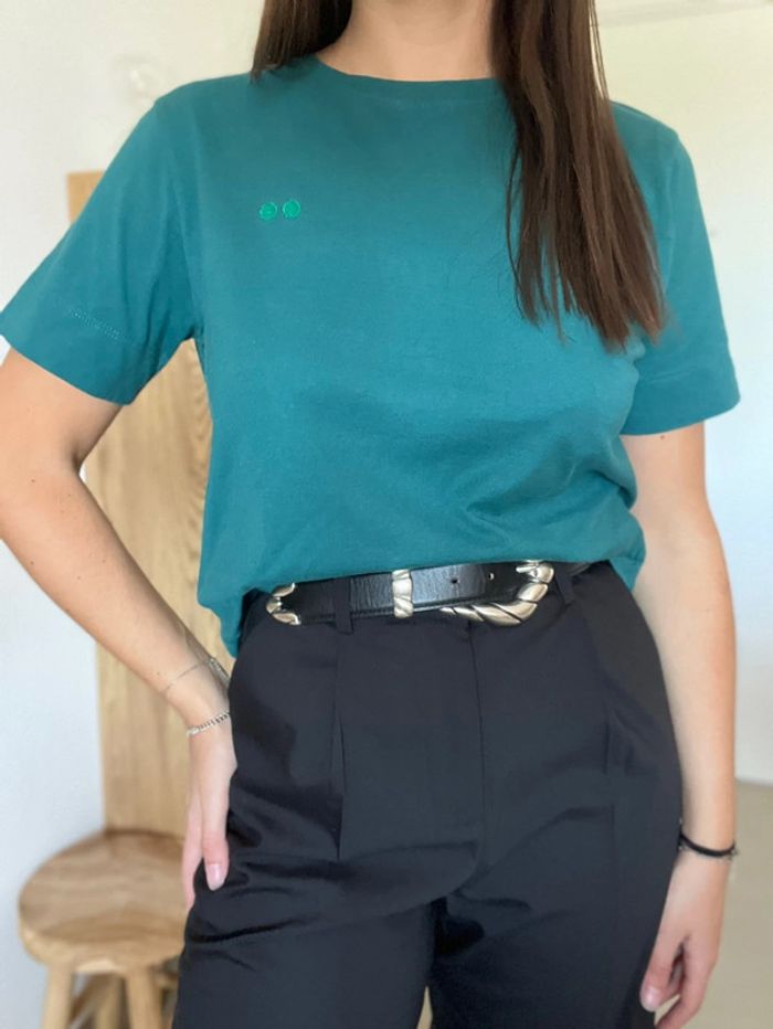 T-shirt bleu/vert canard Camaïeu