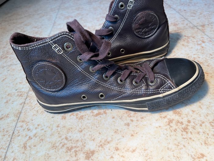 Basket converse en cuir femme marron 38 en très bon état - photo numéro 4