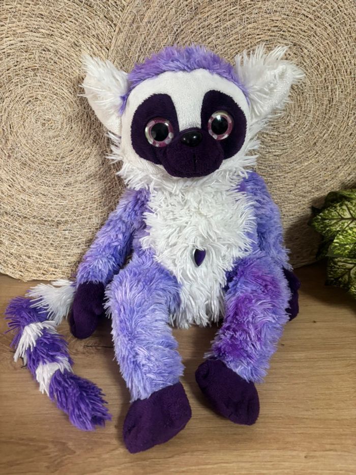 Doudou lémurien blanc violet mauve cœur wild republic - photo numéro 2