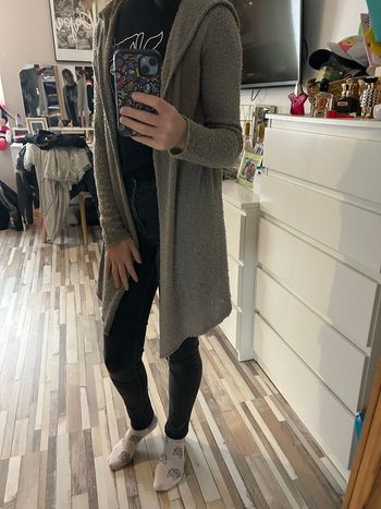Long gilet gris femme taille S