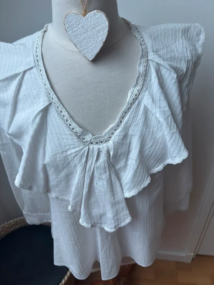 🤍 sublime blouse en coton blanc - Claudie Pierlot - T38 - photo numéro 6