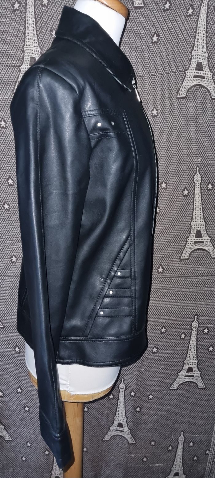 Veste noir imitation cuir taille XL - photo numéro 2