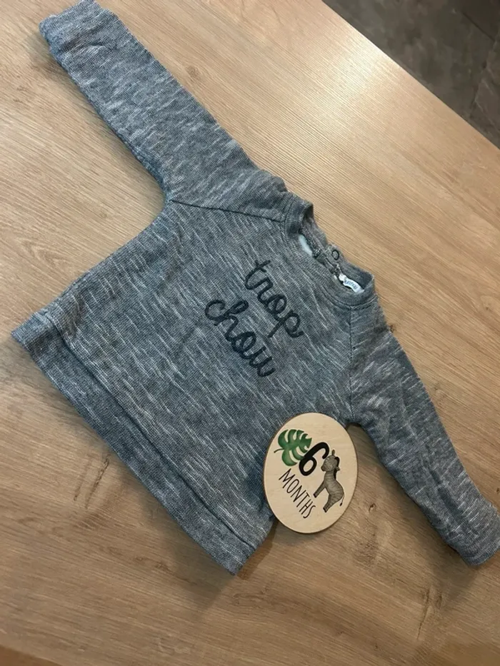 Pull chiné gris « Trop chou »
