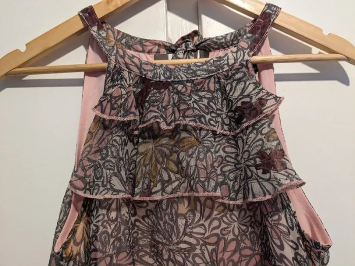 Robe Agatha Halterneck sortie de collection - fleurie rose - photo numéro 4