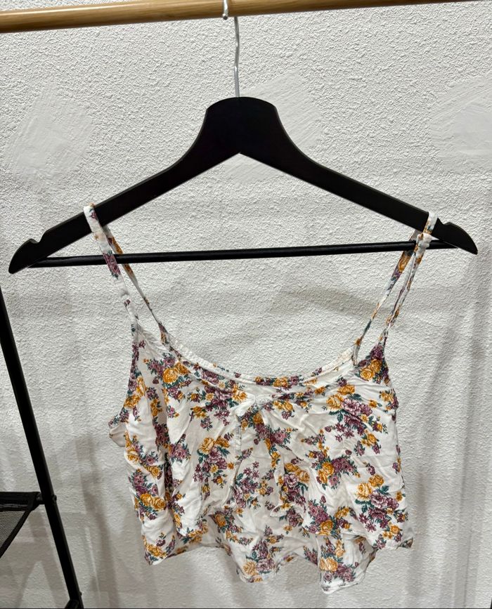 Crop top fleuri à bretelles fines et ajustables - Taille S/M - photo numéro 4