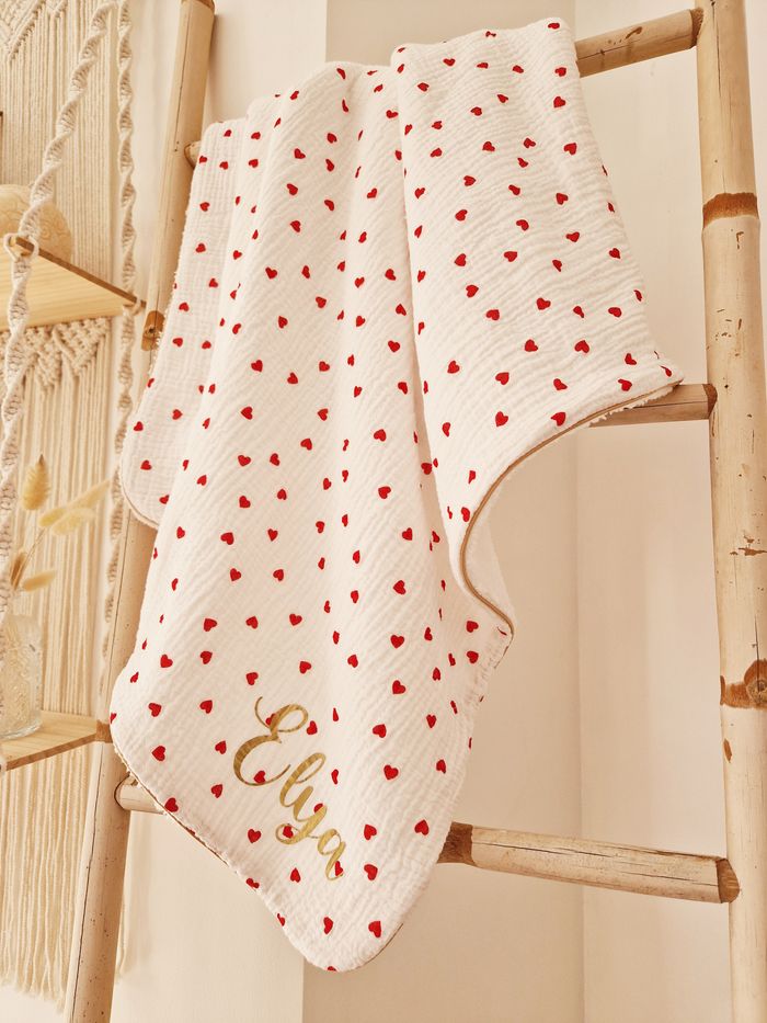 Couverture double gaze et fourrure pour bébé - photo numéro 2