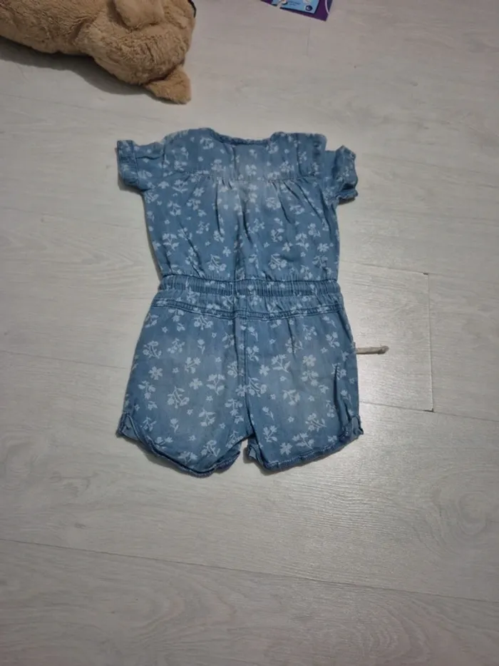 Combinaison short à fleurs bleu - photo numéro 4