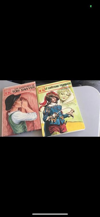 Lot 2 livres vintage  : tom sawyer et capitaine fracasse