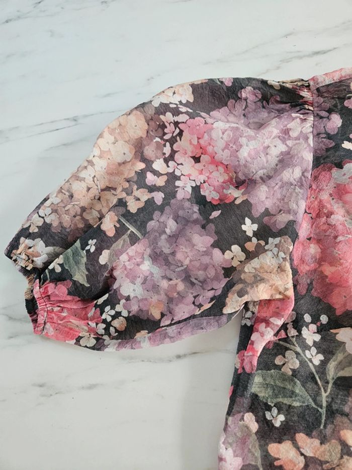 H&M blouse à fleurs manches bouffantes taille L - photo numéro 9