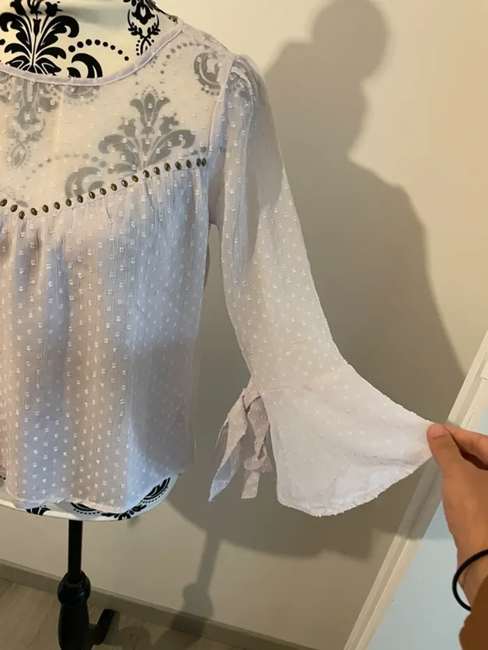 Blouse Jennyfer mauve / lilas à pois - Taille S - photo numéro 3