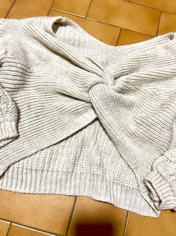 Pull croisé beige Crop taille s