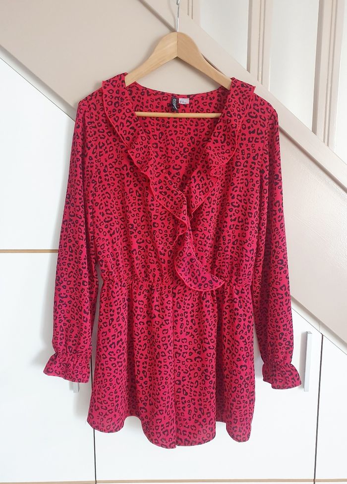 Combishort  manches longues rouge léopard H&M T. M