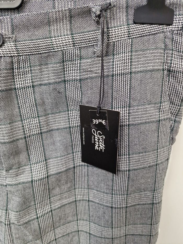 Pantalon Prince De Galles Gris Blanc Bandes Blanches Sixth June - photo numéro 5