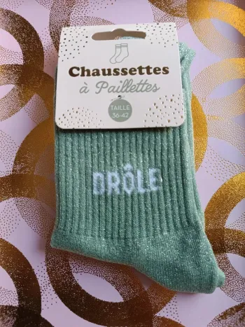 Chaussette à paillettes message