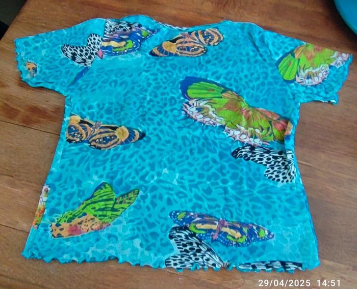 T shirt papillon perles coton 38/40 - photo numéro 2